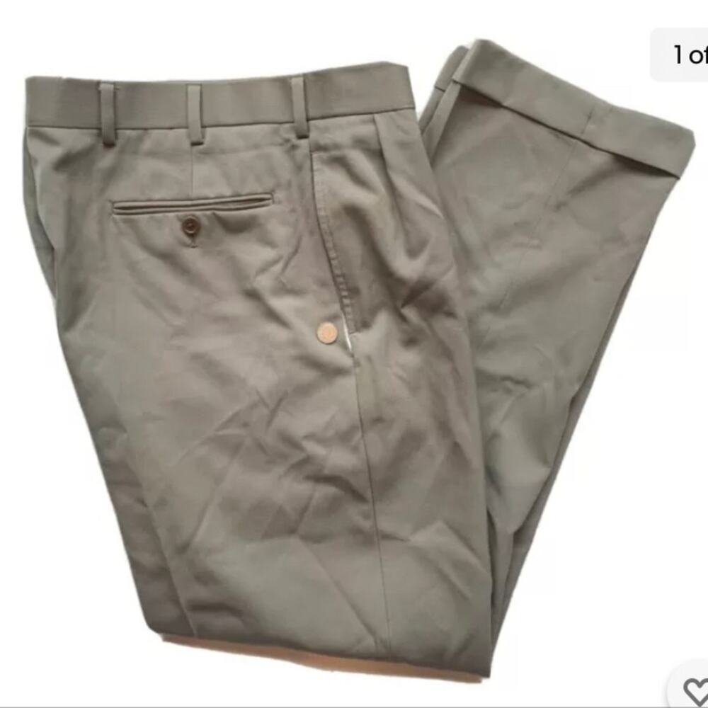 Brooks Brothers Men's 1818 Madison 35x30 British Tan Flat Front Wool Dress Pants
